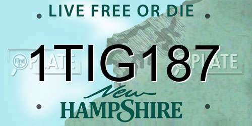 1TIG187 New Hampshire License Plate