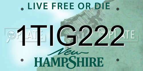 1TIG222 New Hampshire License Plate