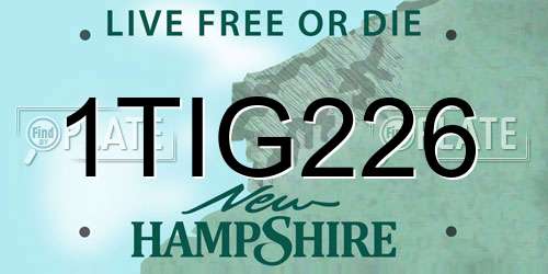 1TIG226 New Hampshire License Plate