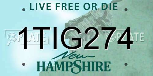 1TIG274 New Hampshire License Plate