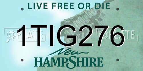 1TIG276 New Hampshire License Plate
