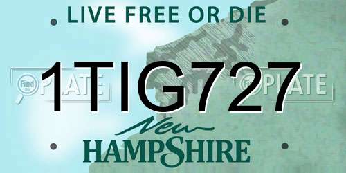 1TIG727 New Hampshire License Plate