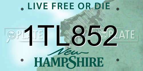 1TL852 New Hampshire License Plate