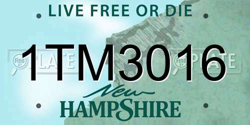 1TM3016 New Hampshire License Plate
