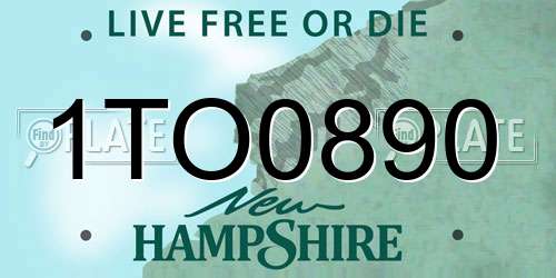 1TO0890 New Hampshire License Plate