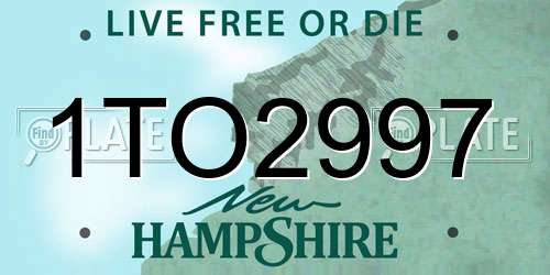 1TO2997 New Hampshire License Plate
