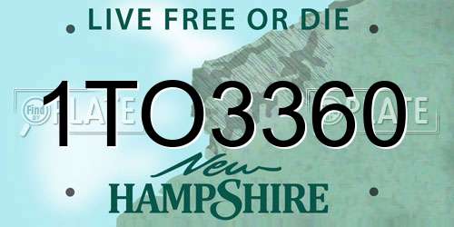 1TO3360 New Hampshire License Plate