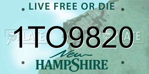 1TO9820 New Hampshire License Plate