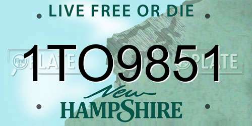 1TO9851 New Hampshire License Plate