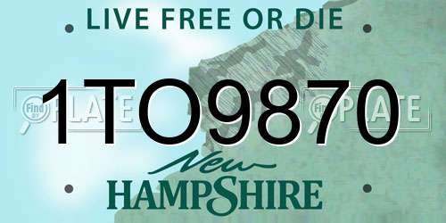 1TO9870 New Hampshire License Plate