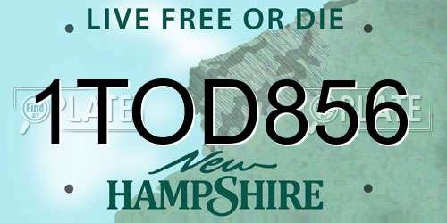 1TOD856 New Hampshire License Plate