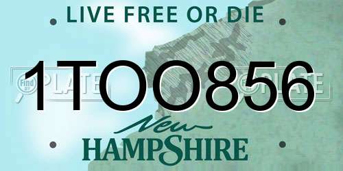 1TOO856 New Hampshire License Plate
