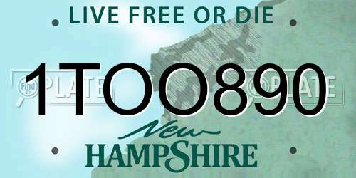 1TOO890 New Hampshire License Plate