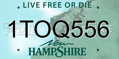 1TOQ556 New Hampshire License Plate