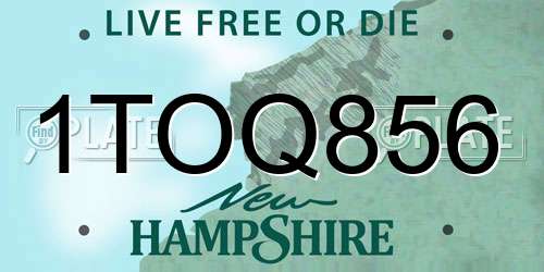 1TOQ856 New Hampshire License Plate