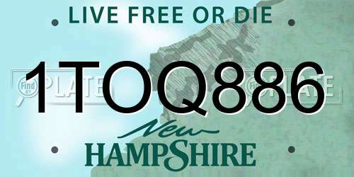 1TOQ886 New Hampshire License Plate