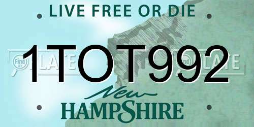 1TOT992 New Hampshire License Plate