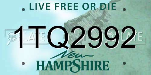 1TQ2992 New Hampshire License Plate