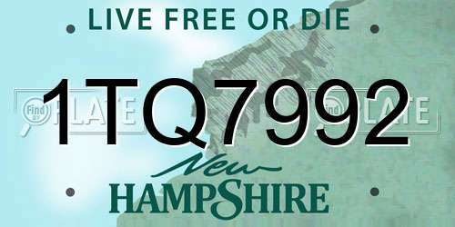 1TQ7992 New Hampshire License Plate