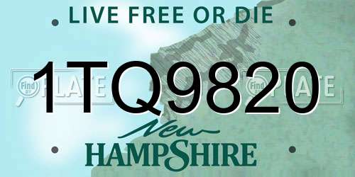 1TQ9820 New Hampshire License Plate