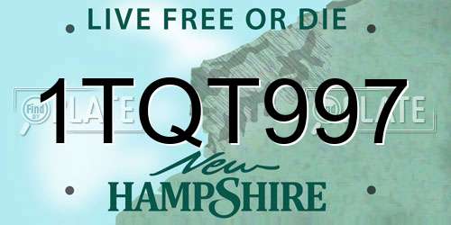 1TQT997 New Hampshire License Plate