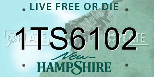 1TS6102 New Hampshire License Plate