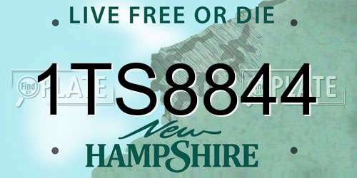 1TS8844 New Hampshire License Plate