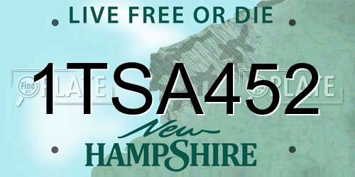 1TSA452 New Hampshire License Plate
