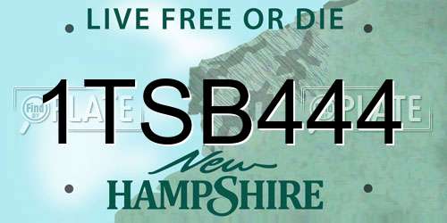 1TSB444 New Hampshire License Plate