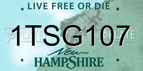 1TSG107 New Hampshire License Plate