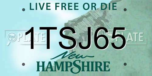 1TSJ65 New Hampshire License Plate