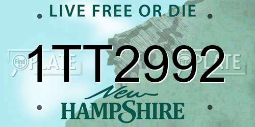 1TT2992 New Hampshire License Plate