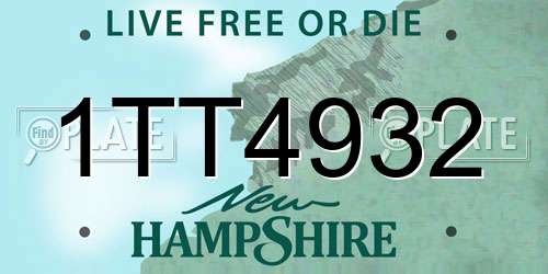 1TT4932 New Hampshire License Plate