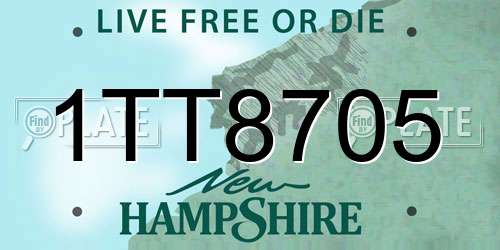 1TT8705 New Hampshire License Plate