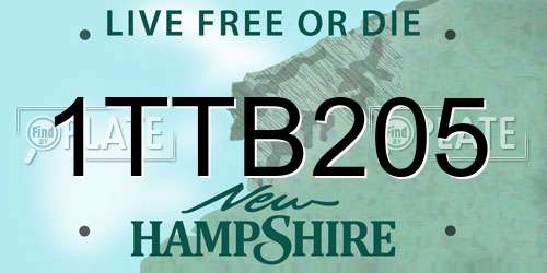 1TTB205 New Hampshire License Plate