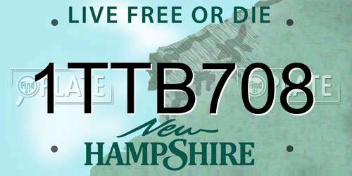 1TTB708 New Hampshire License Plate