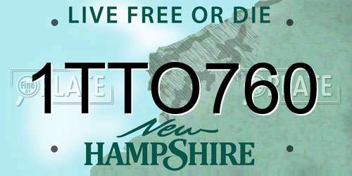 1TTO760 New Hampshire License Plate