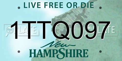 1TTQ097 New Hampshire License Plate