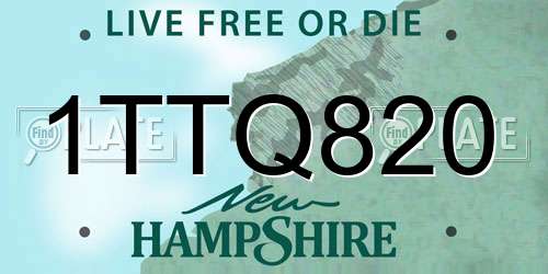 1TTQ820 New Hampshire License Plate