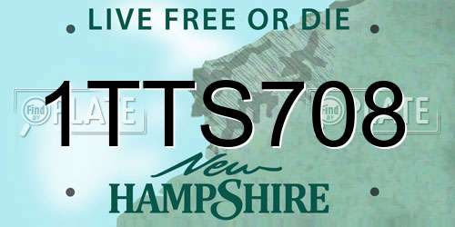 1TTS708 New Hampshire License Plate