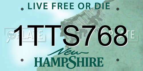 1TTS768 New Hampshire License Plate