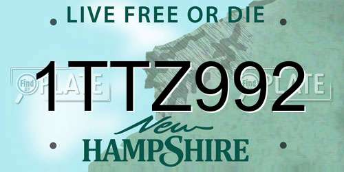 1TTZ992 New Hampshire License Plate