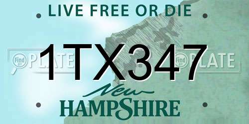 1TX347 New Hampshire License Plate