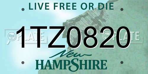 1TZ0820 New Hampshire License Plate