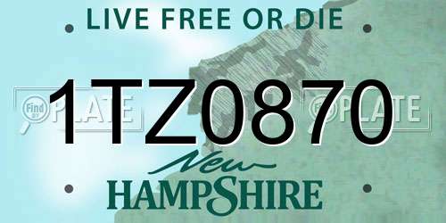 1TZ0870 New Hampshire License Plate