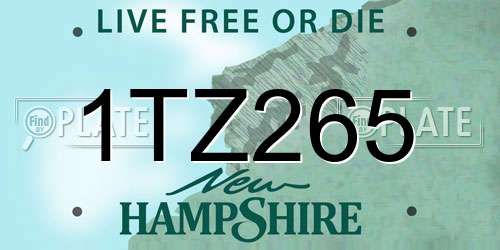 1TZ265 New Hampshire License Plate
