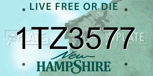 1TZ3577 New Hampshire License Plate
