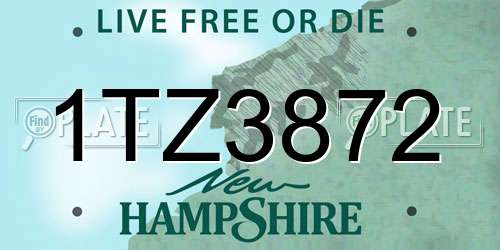 1TZ3872 New Hampshire License Plate