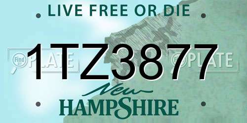 1TZ3877 New Hampshire License Plate
