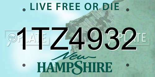 1TZ4932 New Hampshire License Plate